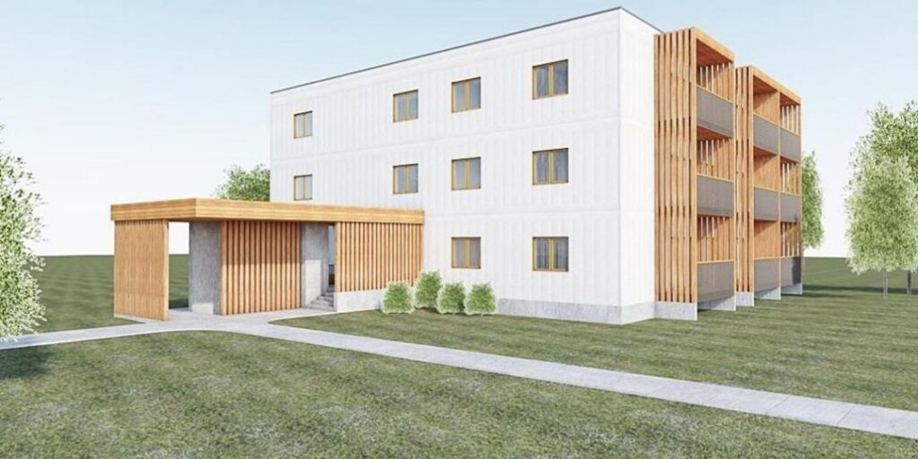 Architectural drawing of the IDP apartment building in Brusyliv. Foto: ESTDEV
